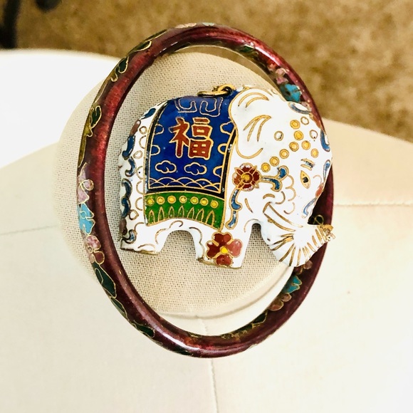 Vintage Cloisonne Elephant Pendant & Bangle - Picture 3 of 14